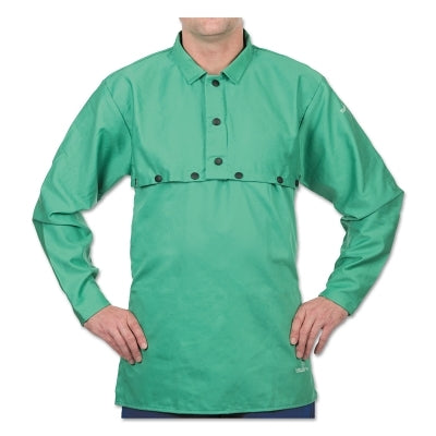 FR Cotton Sateen Bibs, 24 in, Hook/Loop, One Size, Green