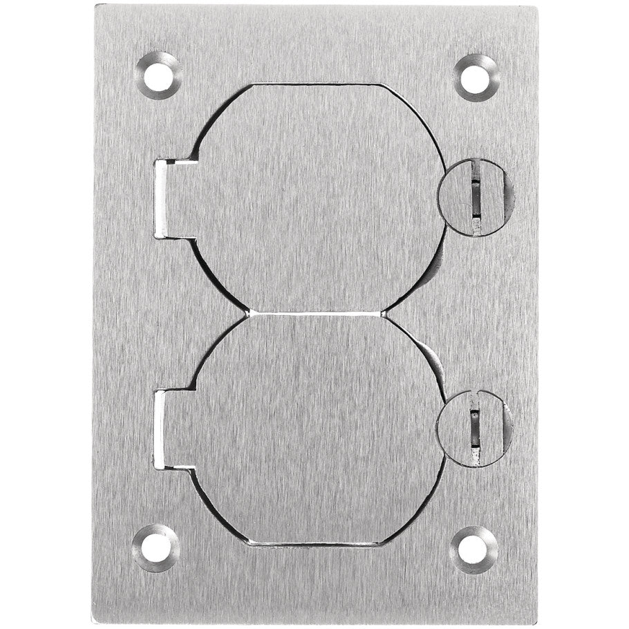 Floor Box Cover, Aluminum, 4.15 in. x 2.99 in., Duplex Receptacle Flap Lid