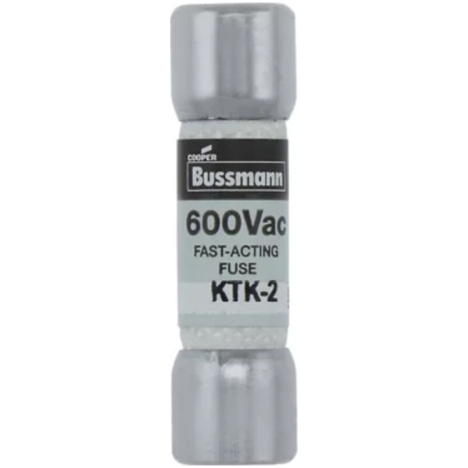 KTK Series Fast Acting Supplemental Fuse, 2A, 600V, 13/32 x 1-1/2 in., Color Code Black