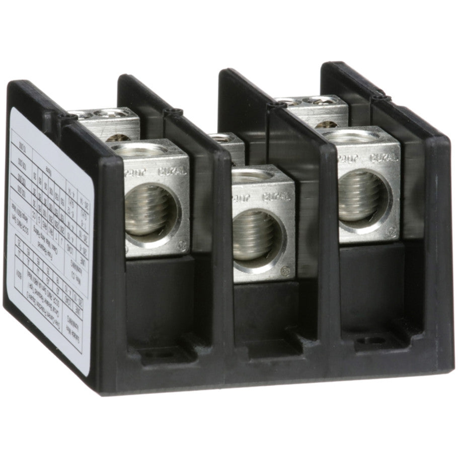 Power distribution block, Linergy, 3 pole, 1 line, 4 load, 175A Cu, 135A Al, 600V