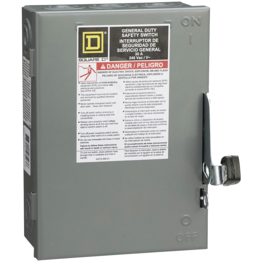 General Duty Disconnect, Fusible, 3 Phase, 30A 120/240V, 3P4W