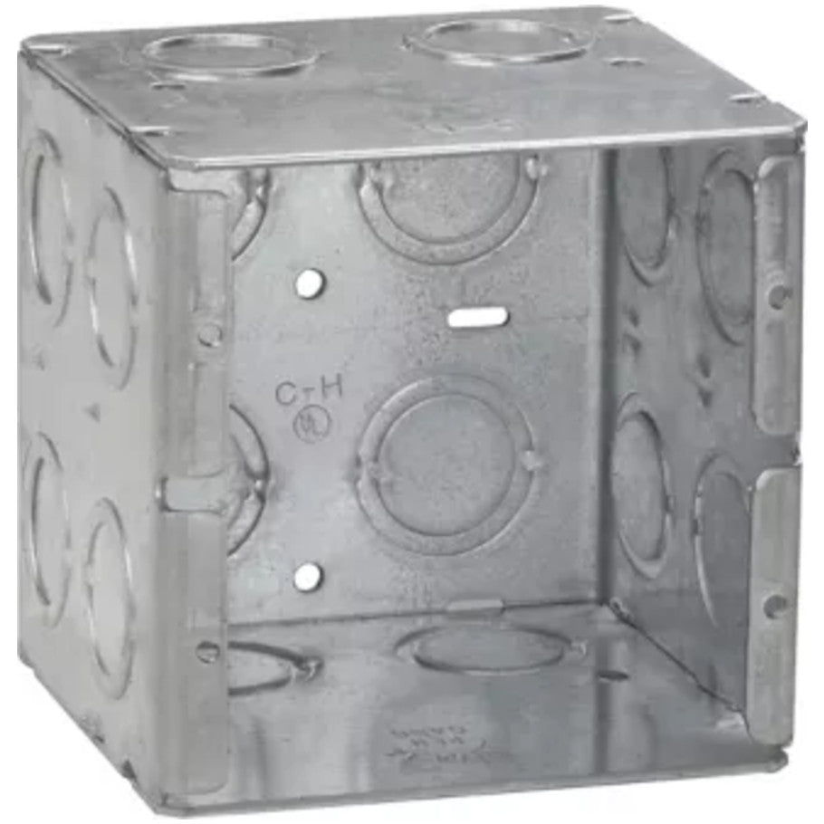 Masonry Box, Steel, 3-Gang, 3-1/2 in. D, (16) 1/2 3/4 in. C Side Knockouts, (6) 1/2 3/4 in. C Knockouts
