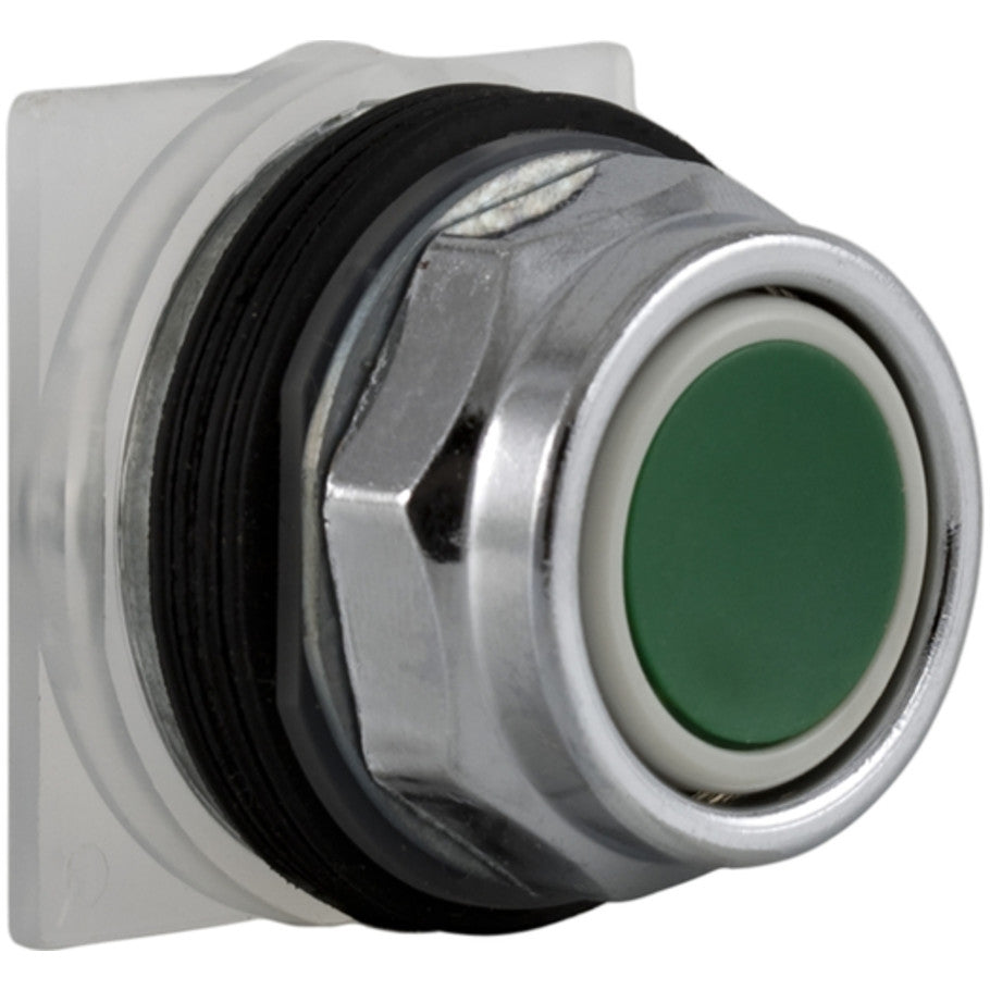 Non-Illuminated 30mm Pushbutton Operator, Momentary, No Contacts, Full Guard, Green