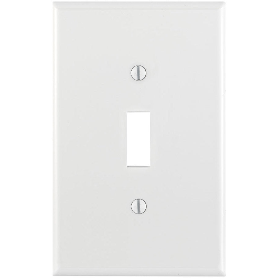 Toggle Switch Wall Plate, Midsize, Device Mount, 1-Gang, Nylon, White
