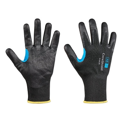 CoreShield A6/F Coated Cut Resistant Gloves, 9/L, HPPE/Alloy/Basalt, Smooth Nitrile, 13 ga, Black