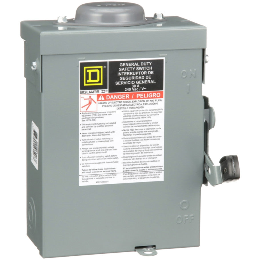 General Duty Disconnect, Fusible, 3 Phase, 30A 120/240V, 3P4W