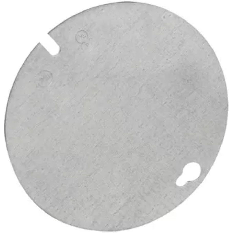 4 in. Octagon Box Cover, Steel, Flat, Blank, Round Shape