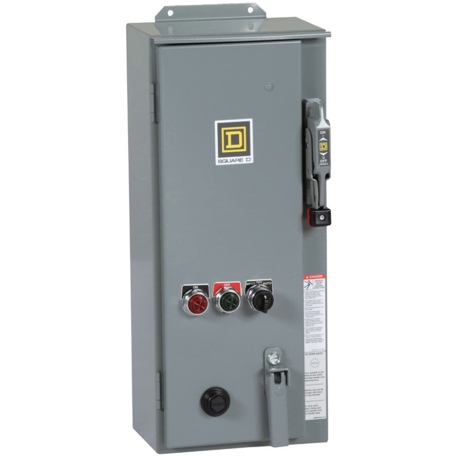 NEMA Combination Starter, Type S, 30A Fusible Disconnect, Size 1, 27A, Motor Logic SSOLR, 120 VAC Coil, NEMA 3R/12