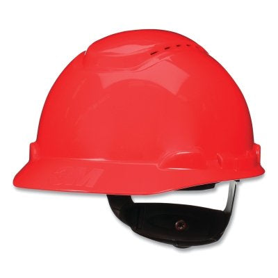 3M H-705SFV-UV SecureFit Pressure Diffusion Ratchet Suspension w/UVicator Hard Hats and Caps, Cap, Vented, Red