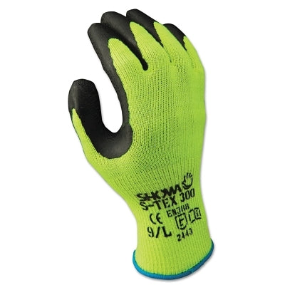 S-Tex 300 Rubber Palm-Coated Gloves, Large, Black/Hi-Viz Yellow
