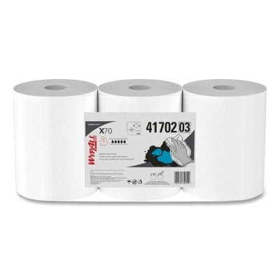 WypAll X70 Cloths, White, 9.8 in W x 13.4 in L, 275 Sheets/Roll, 3 RL/CA