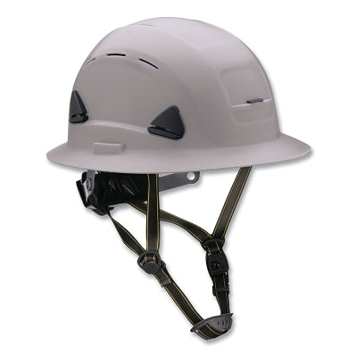 Fibre-Metal Climbing Style Full Brim Safety Helmet, Type II, Class C, Ratchet Suspension, Vented, Gray