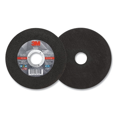 3M 051125-87464 Silver Cut-Off Wheel, Precision Shaped Ceramic, 4.5 in dia, 0.875 in arbor, 60 Grit, Center Hole Mounting