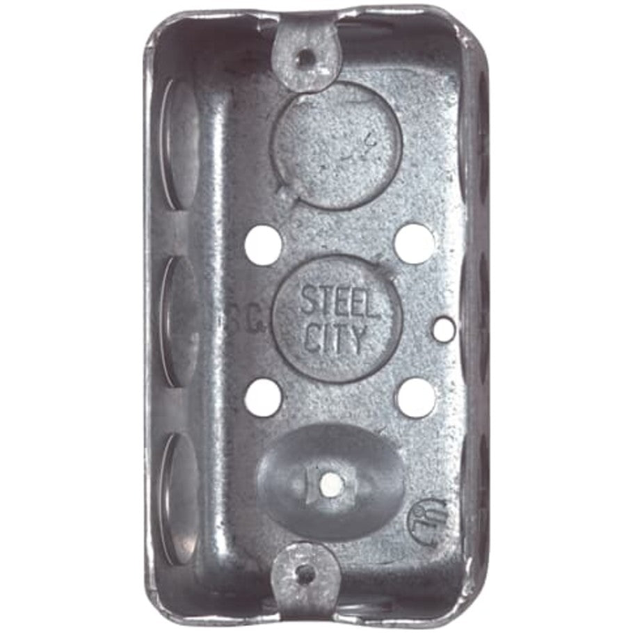 1-Gang Utility Box, 14.5 Cubic in., 4 in.L. x 2-1/8 in. W. x 2-1/8 in. D, 1/2 in. Knockouts, Pre-Galvanized Steel, W/Screws