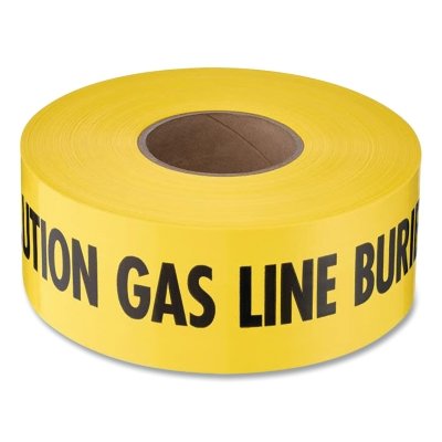 SHIELDTEC Standard Non-Detectable Safety Tape, Caution Gas Line Buried Below, 1000 ft L, 3 in W, Yellow