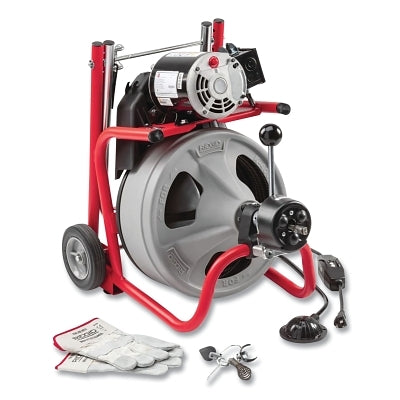 K-400 Drum Machine Drain Cleaner, 115 V, 3 in to 4 in dia Line, Incl AUTOFEED/C45 IW 1/2 in x 75 ft Cable/T-260 Set