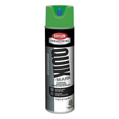 Quik-Mark Solvent-Based Inverted Marking Paint, 17 oz wt, Aerosol Can, Fluorescent Green