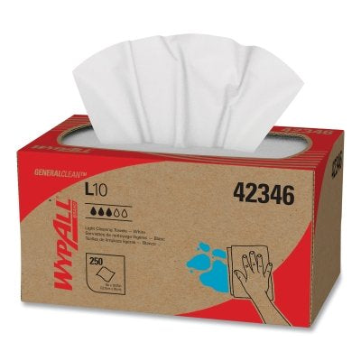L10 Single Fold Towel, White, 10.25 in W x 9 in L, 250 Sheets, Box, 2 Ply