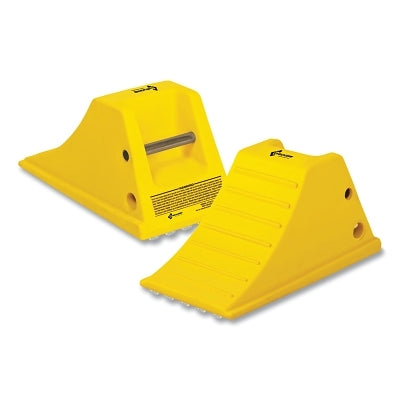 All-Terrain Heavy Duty Wheel Chock, 80000 lb Load Capacity, 28 in to 38 in Tire, Yellow, Includes Aluminum Cleat