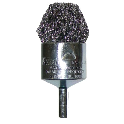 Controlled Flare End Brush, Stainless Steel, 1 in x 0.020 in, 22,000 rpm