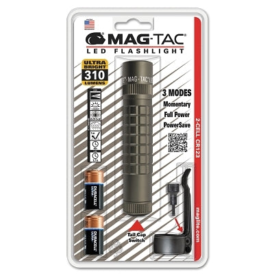 MagTac 3-Function LED Flashlights, 310 lumens, 2 CR123, Foliage Green