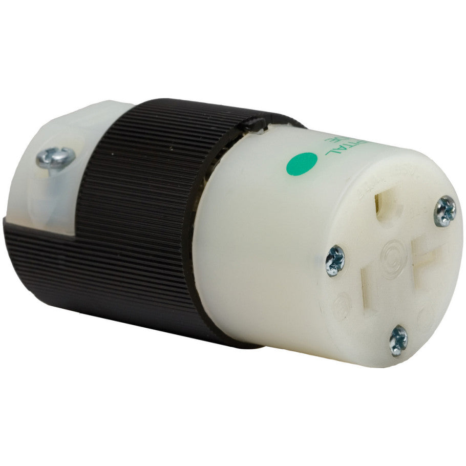Insulgrip 20A 125V 2P3W Hospital Grade Straight Blade Connector Body, Black and White, 2.78 x 1.53 x 1.53 in.