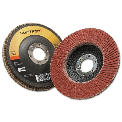 3M 051141-55607 Cubitron II Flap Discs 967A, 4-1/2 in dia x 7/8 in AH, T27, 80+, 13300 RPM