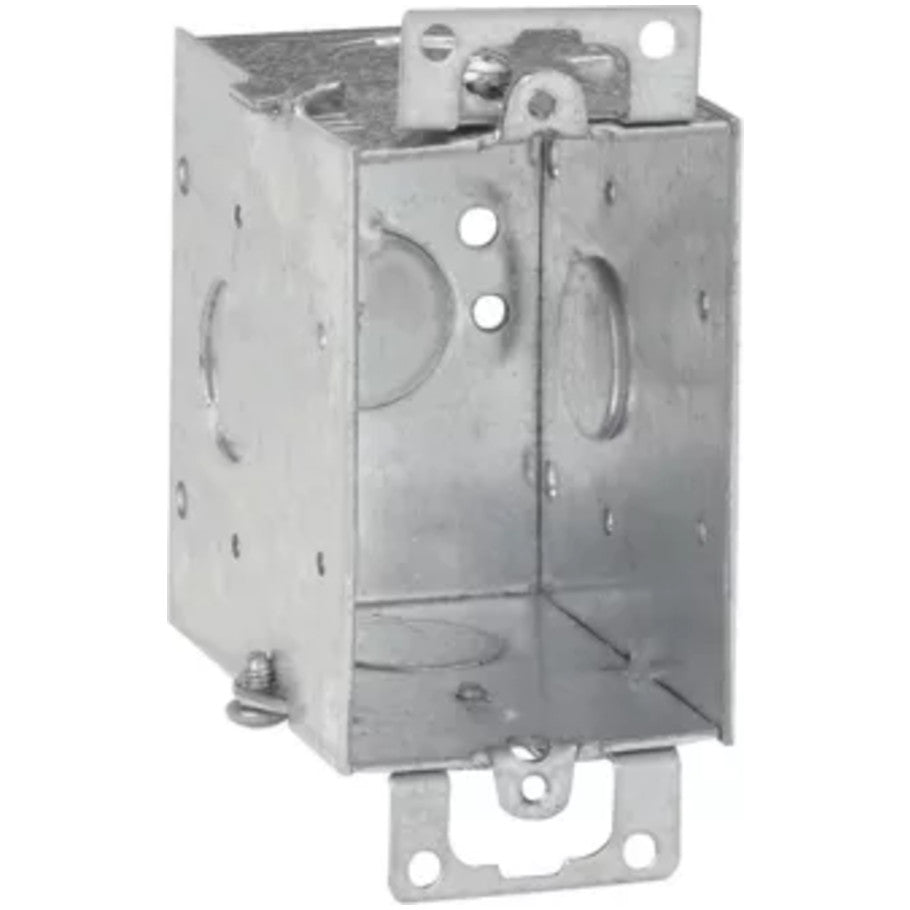 Steel Switch Box, 3x2, Gangable, Conduit, 2-3/4 in. D, (4) 1/2 in. Side KO, (1) 1/2 in. Bottom KO, Mounting Ears