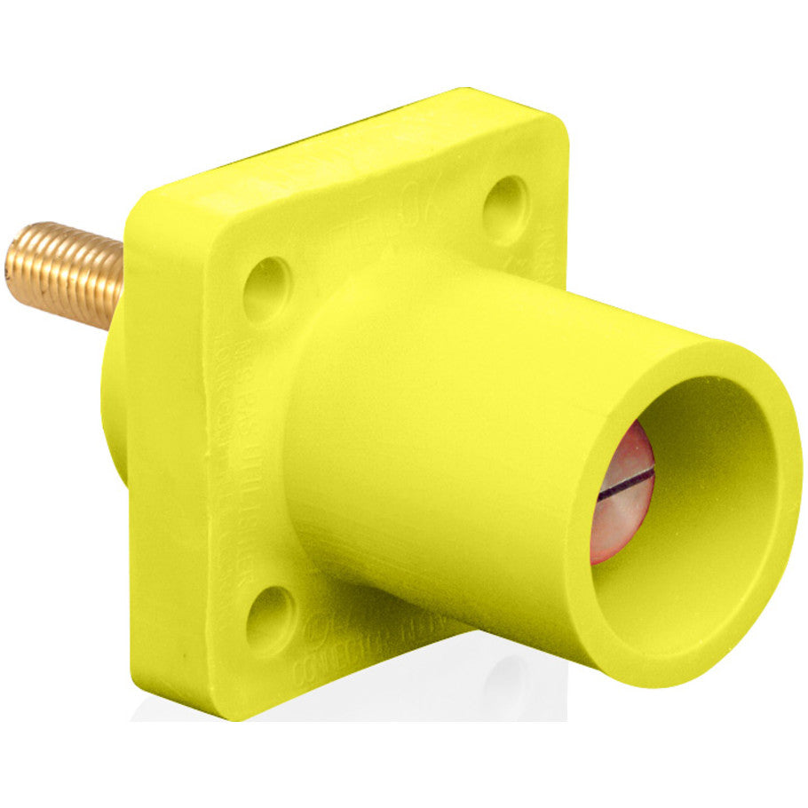 Male Receptacle, 90-Degree,  2 - 4/0 AWG, 1.125” L Threaded Stud Termination, Yellow