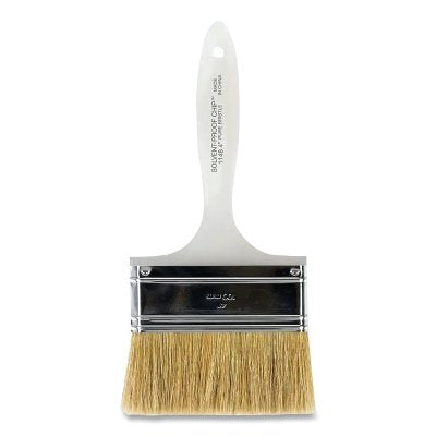 Solvent-Proof Chip Paint Brushes, 4 in W, China bristle, plastic handle