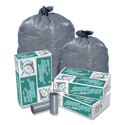 Shark Skin Trash Liner, 33 gal, 1.1 mil, 33 in W x 39 in H, Gray