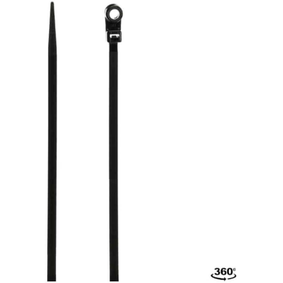 Catamount General Purpose Cable Ties With Mounting Hole, UV Black Nylon, 11.10 L x 0.187 in. W,