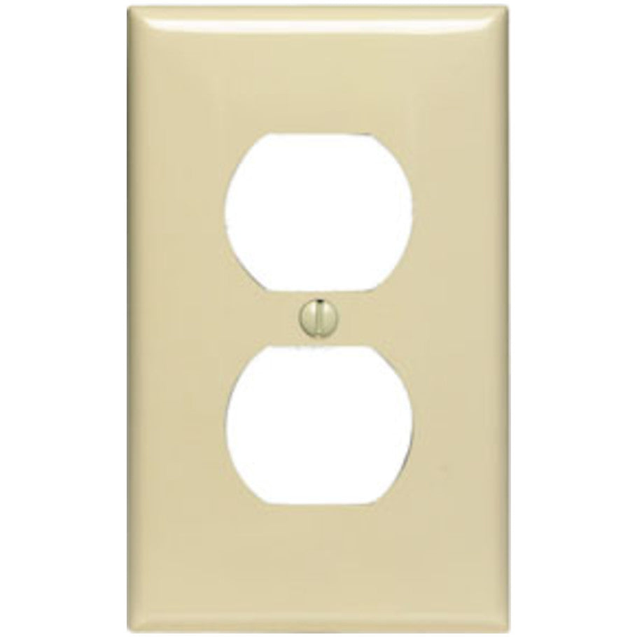 Wall Plate, Duplex Receptacle, 1-Gang, Device Mount, Thermoplastic Nylon, Light Almond