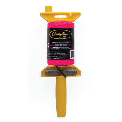 PRO Mason's Line Reel, 500 ft Braided #18 Nylon with Reel, Fluorescent Pink
