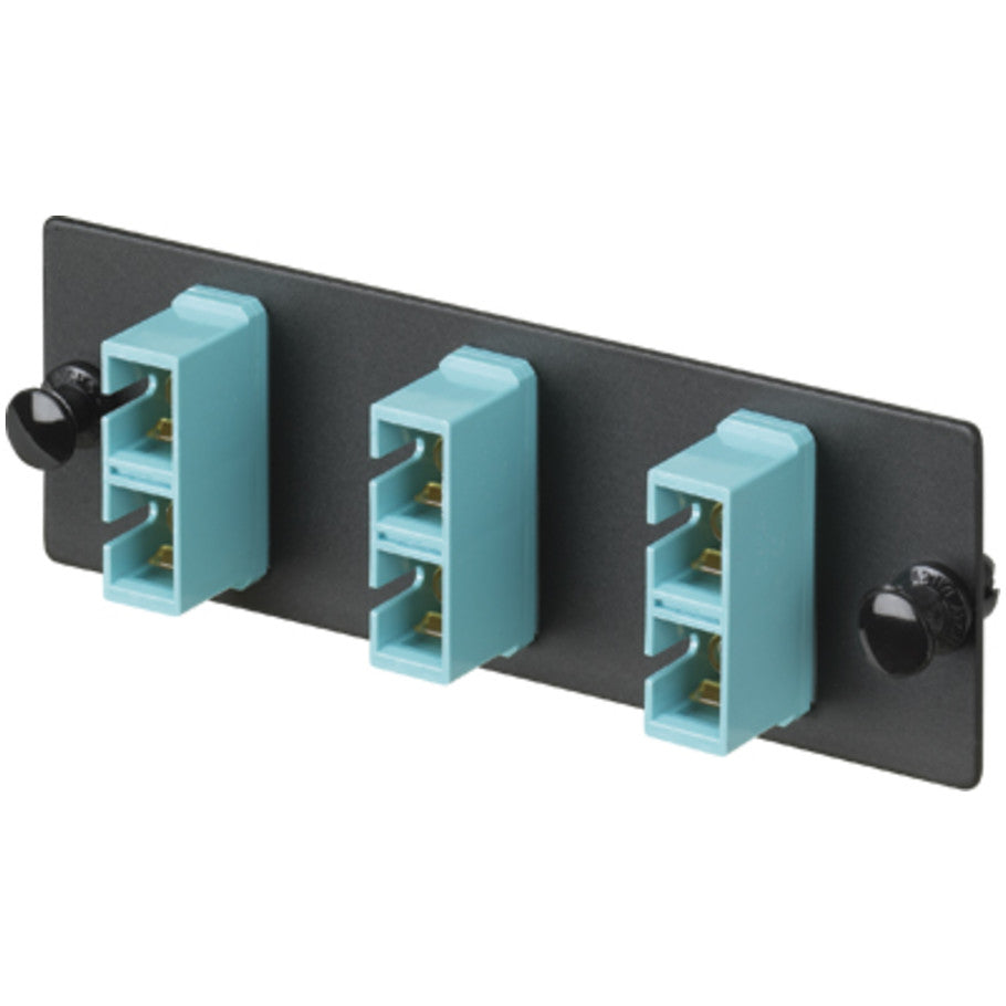 Opticom 10GigFiber Optic Adapter Panel, Multimode (OM3/4), (3) Duplex Adapters for 6-Strand Fiber