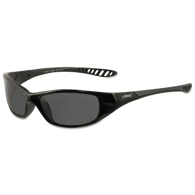 V40 Hellraiser Safety Glasses, Smoke Polycarbonate Lens, Uncoated, Black, Nylon