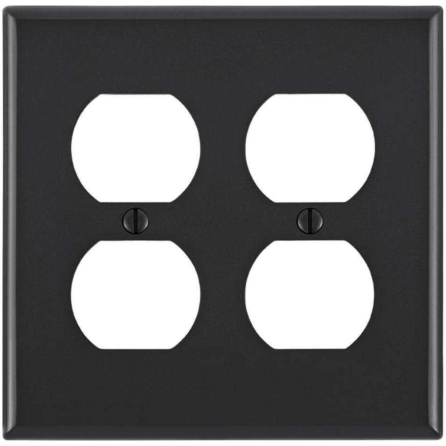 Wall Plate, Duplex Receptacle, 2-Gang, Device Mount, Thermoplastic Nylon, Black