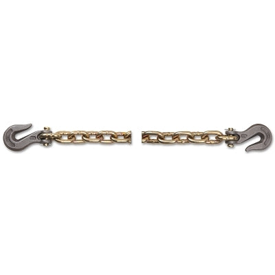Grade 70 Transport Tiedown Chain Assemblies, 3/8 in, 6,600 lb Load, Yellow, 14ft