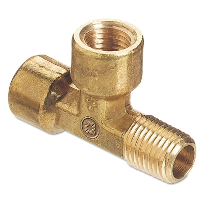 Pipe Thread Tees, Connector, 3,000 PSIG, Brass, 1/4 in NPT (Street)